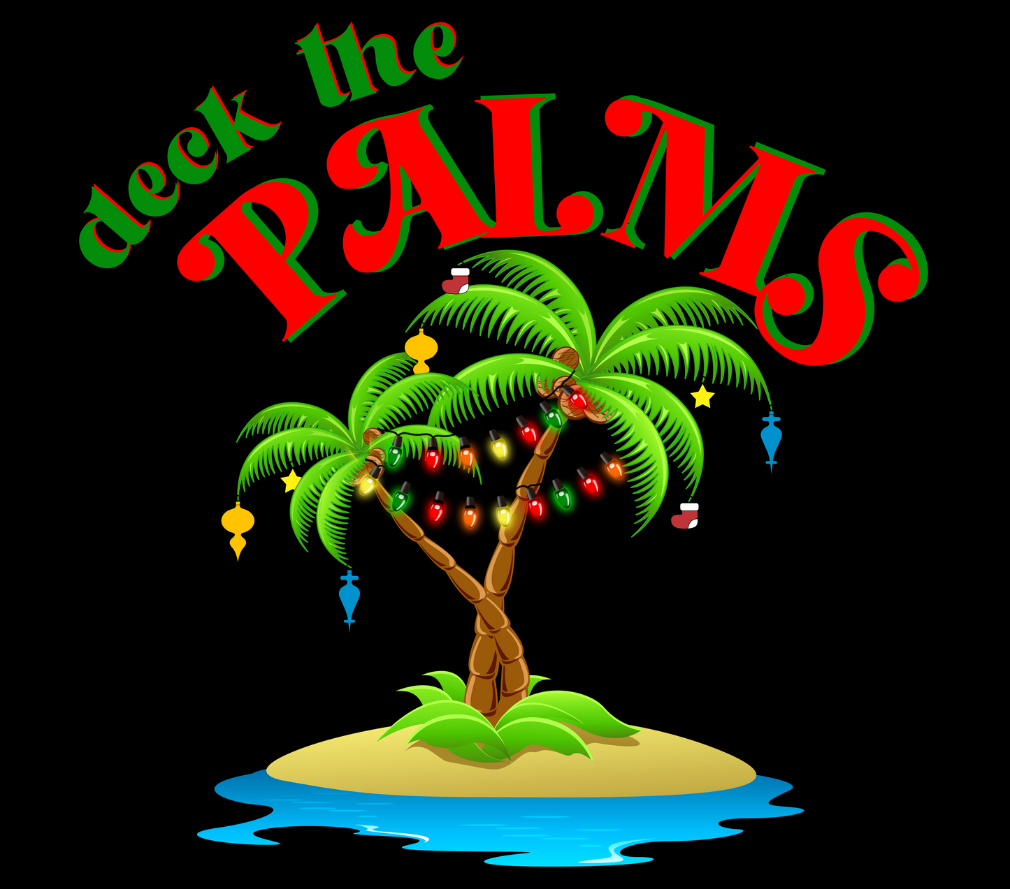 deck the palms DTG design graphic