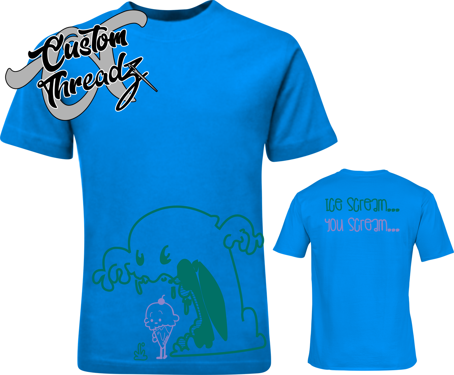 sapphire youth tee with ice cream you scream ice cream monster DTG printed design