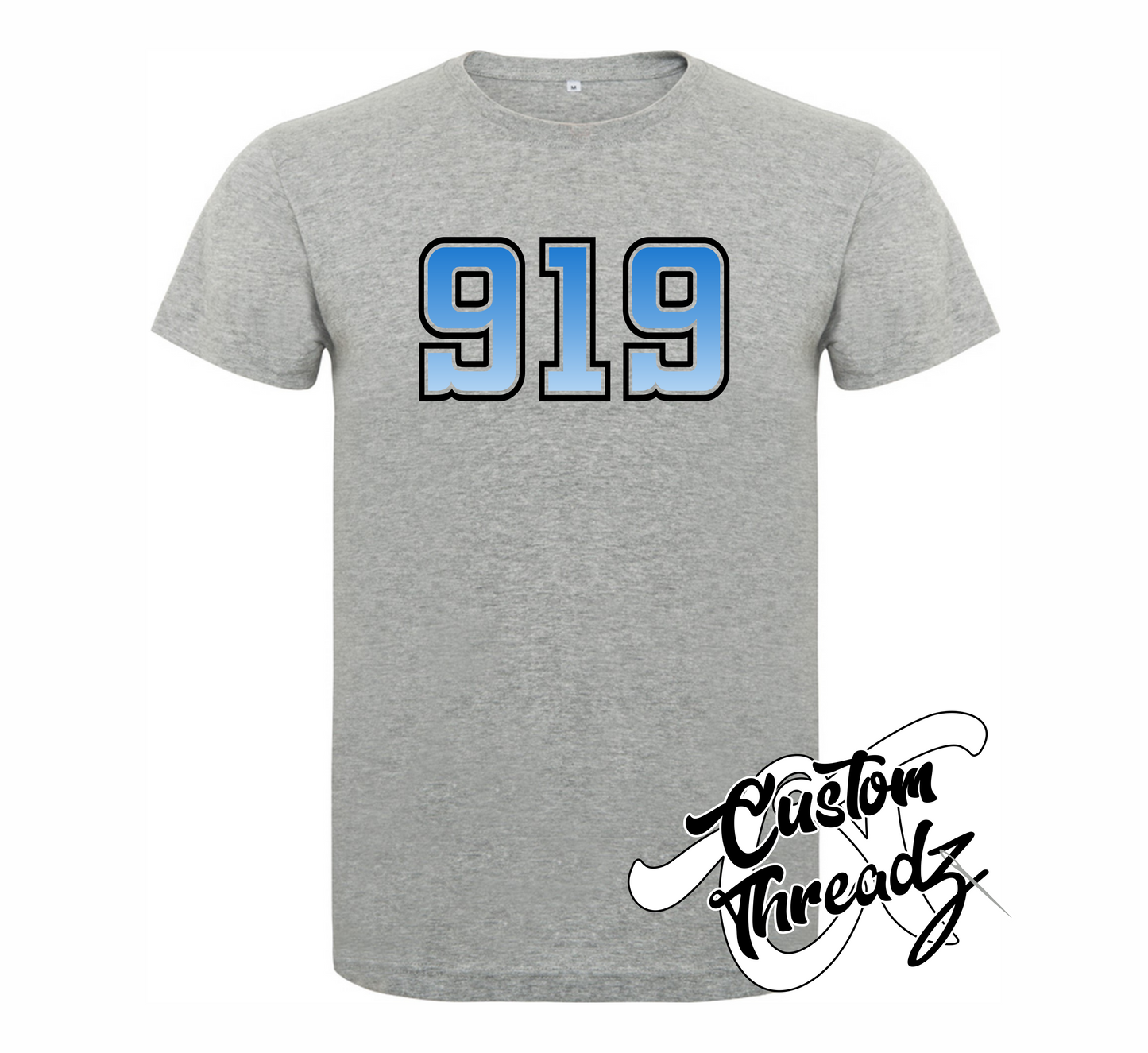 athletic heather tee with 919 DTG printed design