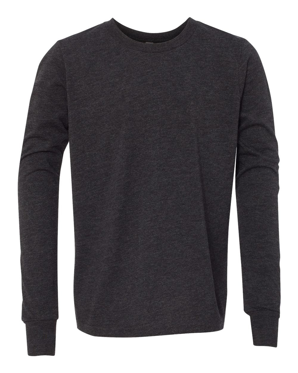 bella+canvas youth long sleeve tee charcoal black triblend