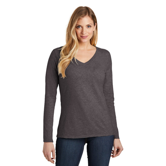 district womens long sleeve v-neck tee heathered charcoal