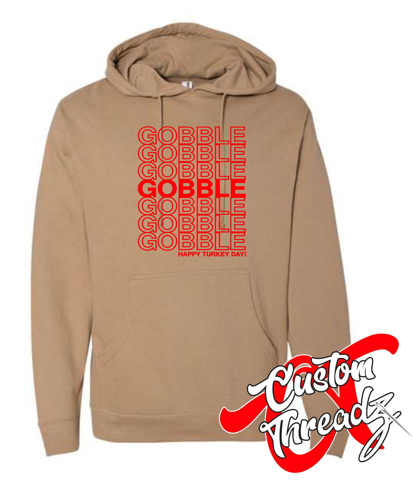 sandstone hoodie thanksgiving happy turkey day gobble DTG printed design
