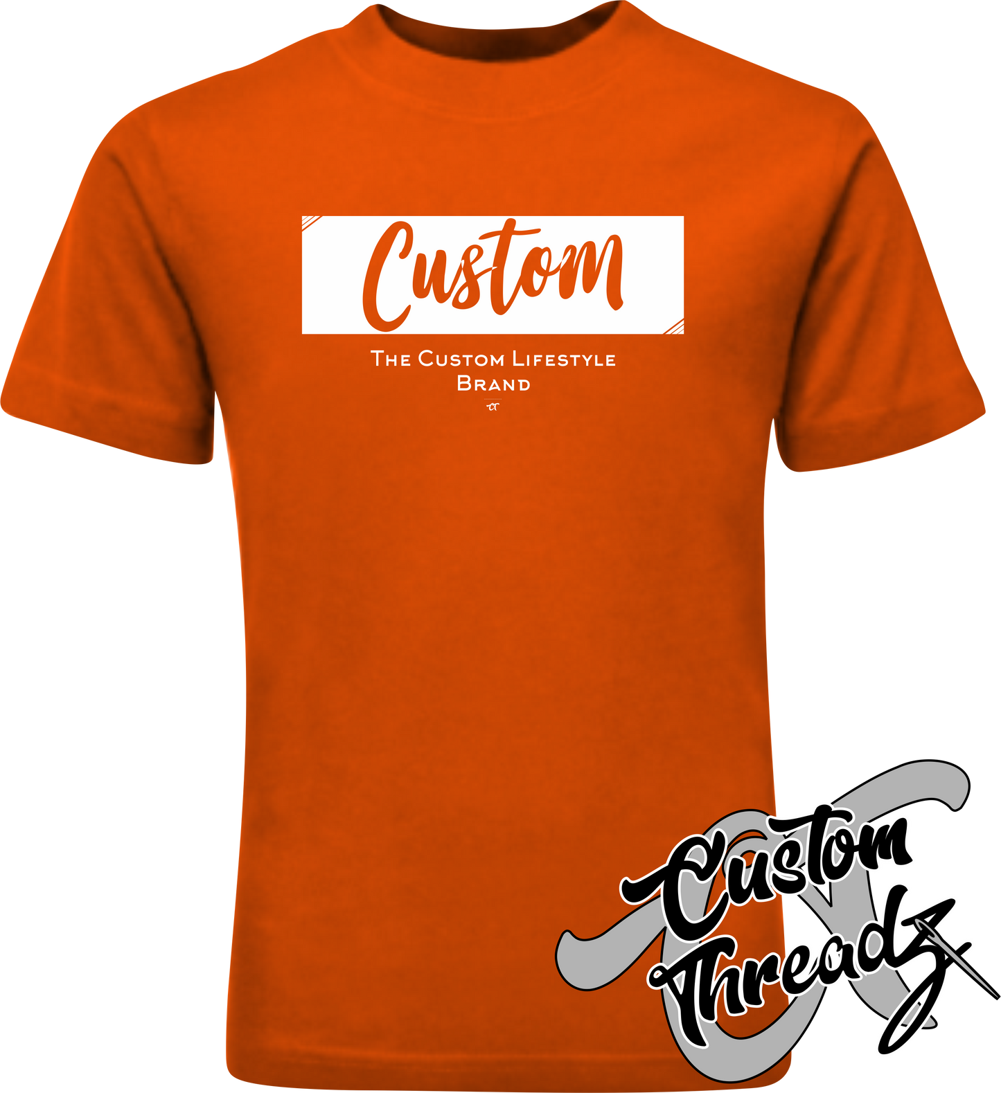 orange tee with custom the custom lifestyle brand supreme style DTG printed design
