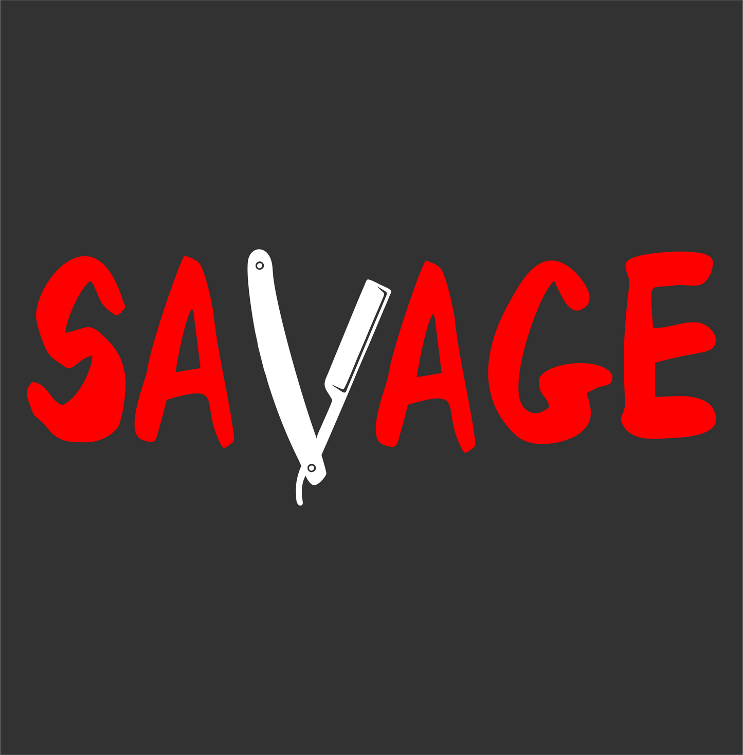 savage barber straight razor DTG design graphic