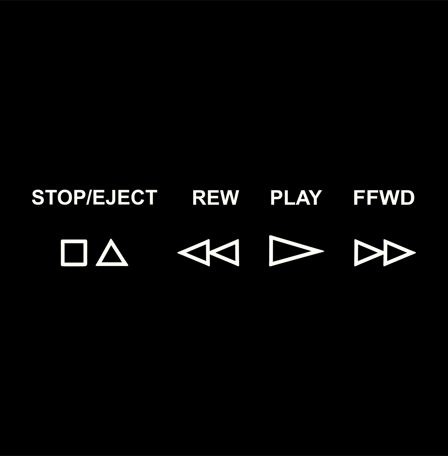 VCR buttons stop/eject rew play ffwd DTG design graphic