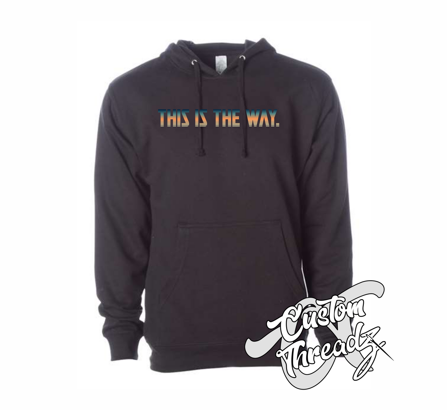 black hoodie with this is the way mandalorian star wars DTG printed design