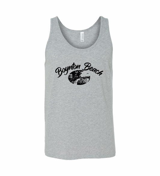 athletic heather grey tank top with boynton beach DTG printed design