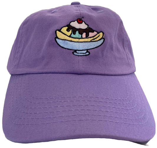 lavender hat banana split embroidery