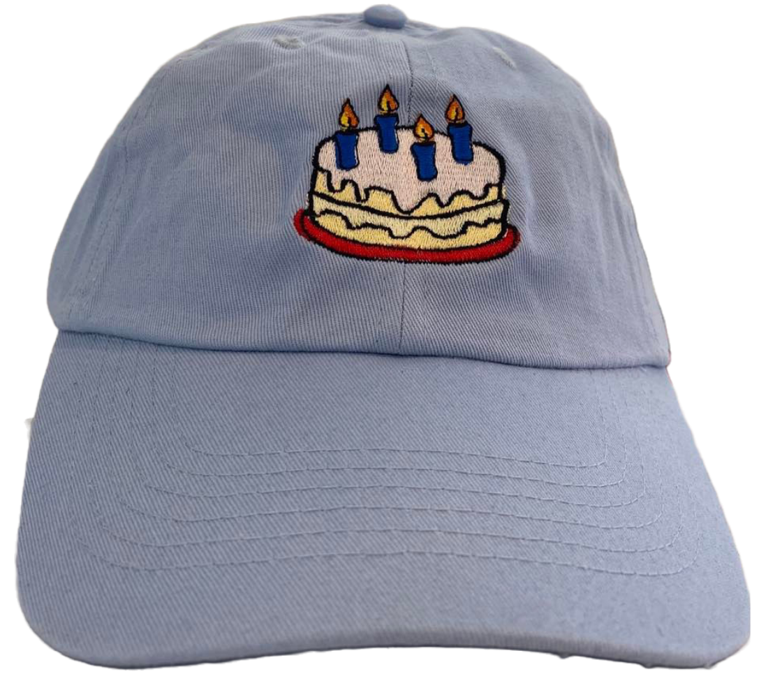 baby blue dad cap birthday cake embroidery
