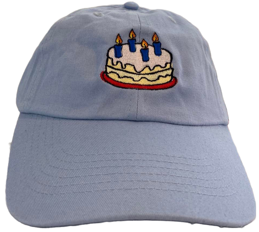 baby blue dad cap birthday cake embroidery