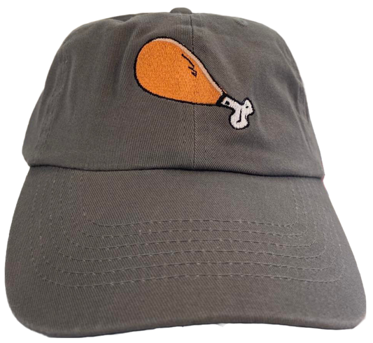 charcoal dad cap with chicken wing embroidered