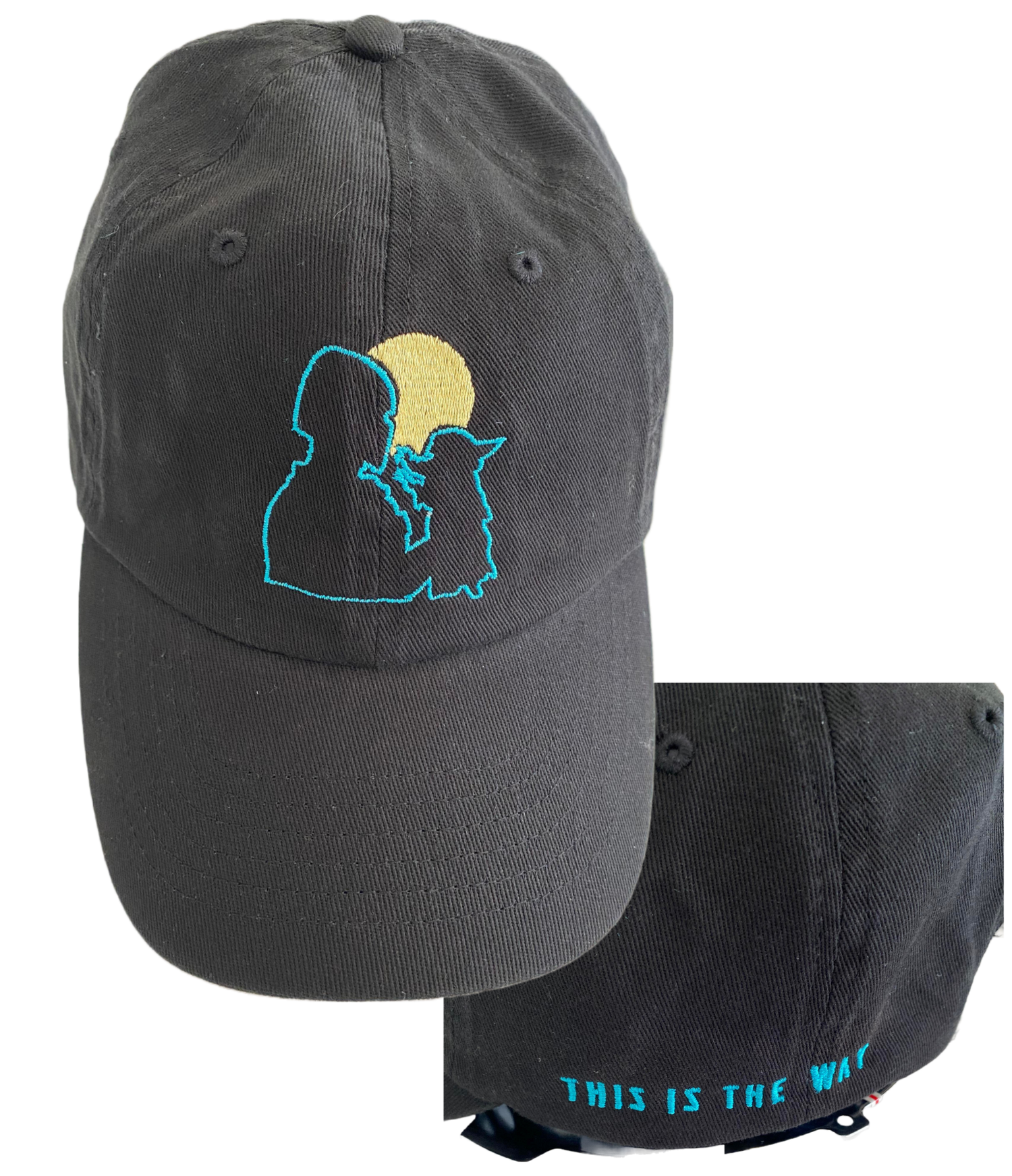 black hat with this is the way mandalorian and baby yoda grogu embroidery