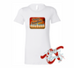 women's white t-shirt with hanukkah postcard menorah made out of surfboards on the beach at sunset DTG printed design