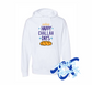 white hoodie with happy challah days challah bread DTG printed design