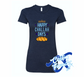 women's navy t-shirt with happy challah days challah bread DTG printed design