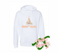 white hoodie with jingle shells christmas tree made out of shells DTG printed design