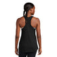 model wearing sport-tek womens triblend wicking tank in black triad solid back