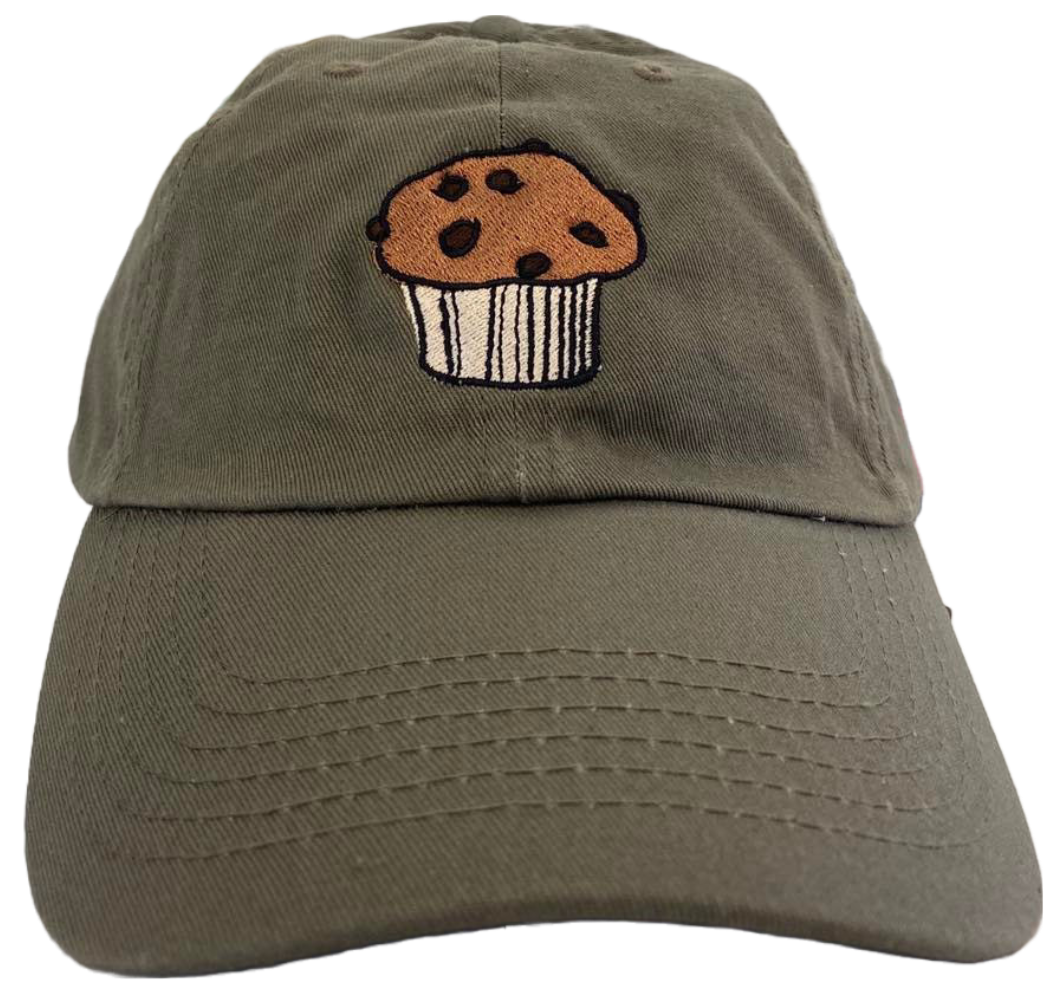 olive dad cap with muffin embroidery
