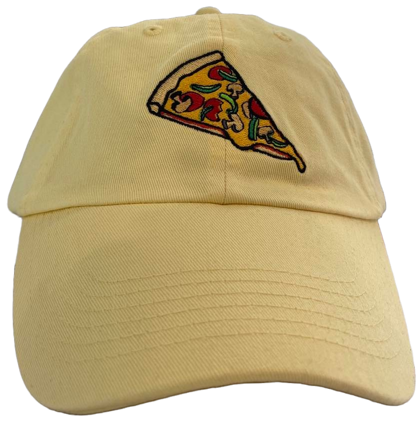 butter yellow dad cap with pizza embroidery