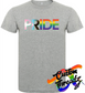 athletic heather grey tee with progress pride flag DTG printed design