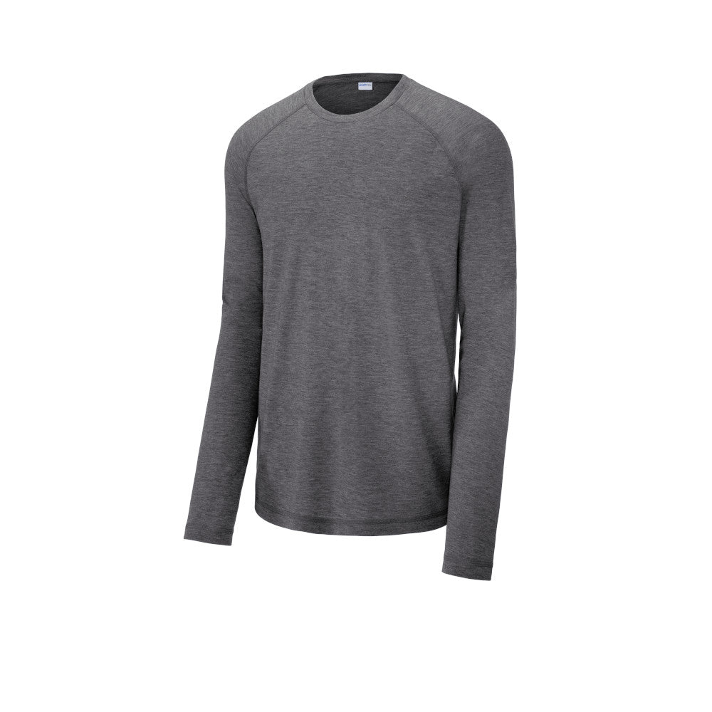 sport-tek long sleeve triblend wicking raglan tee dark grey heather