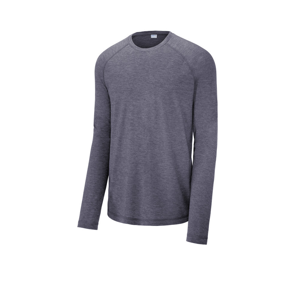 sport-tek long sleeve triblend wicking raglan tee true navy heather