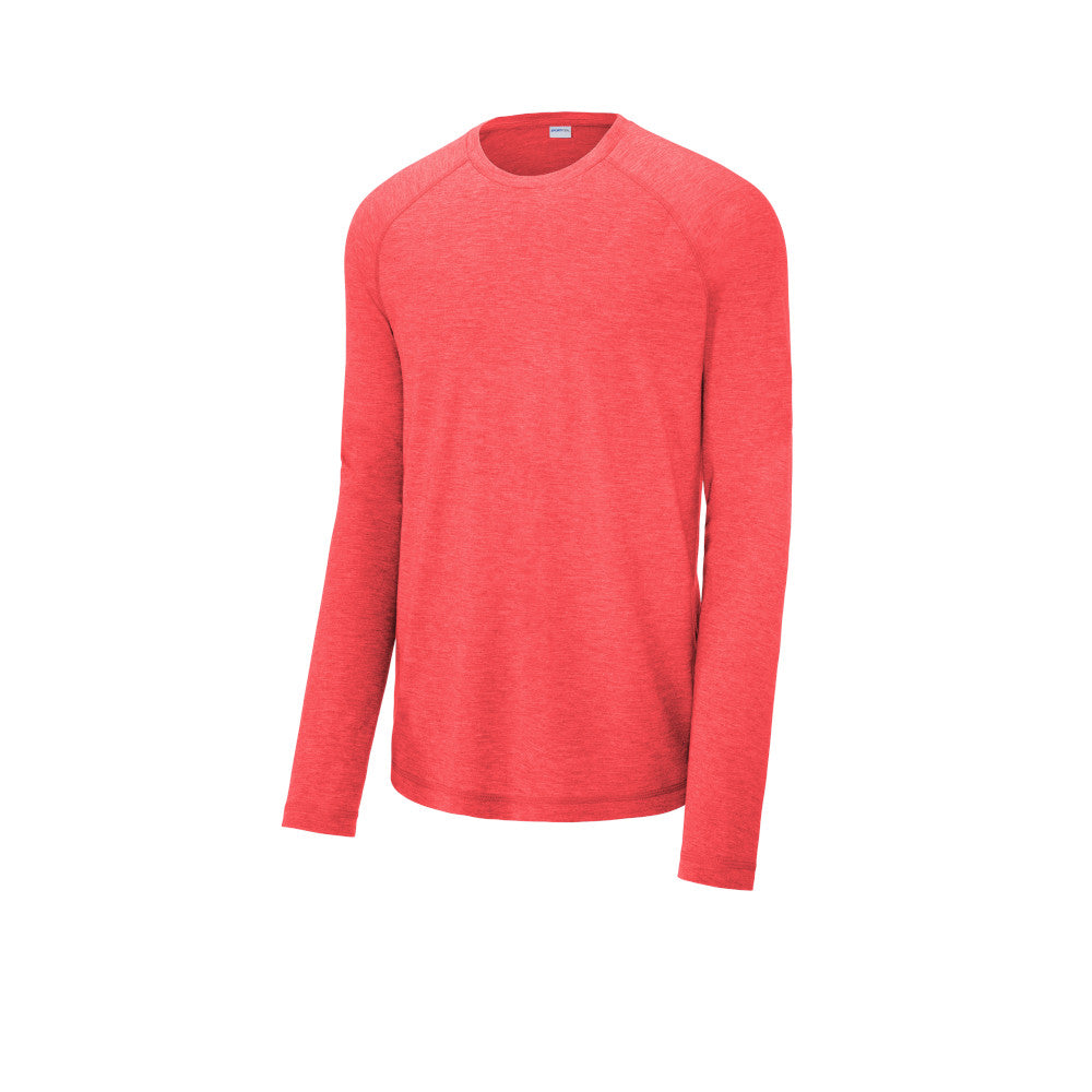 sport-tek long sleeve triblend wicking raglan tee true red heather