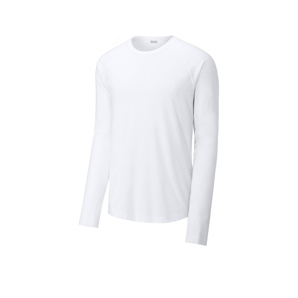 sport-tek long sleeve triblend wicking raglan tee white