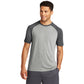 sport-tek triblend wicking raglan tee dark grey heather light grey heather