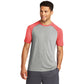 sport-tek triblend wicking raglan tee true red heather light grey heather