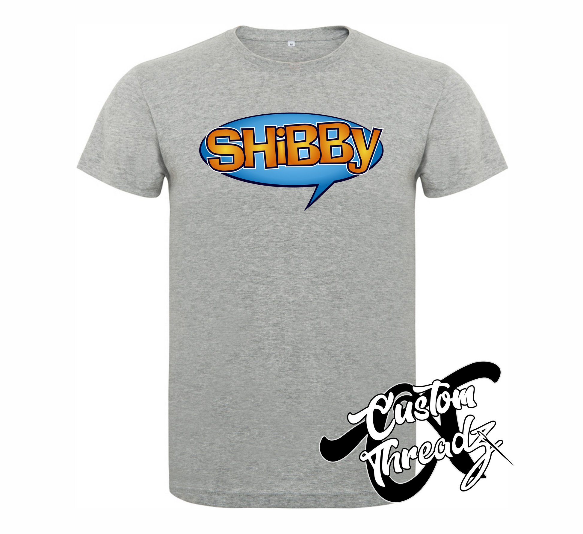 athletic heather grey tee with shibby dude wheres my car DTG printed design