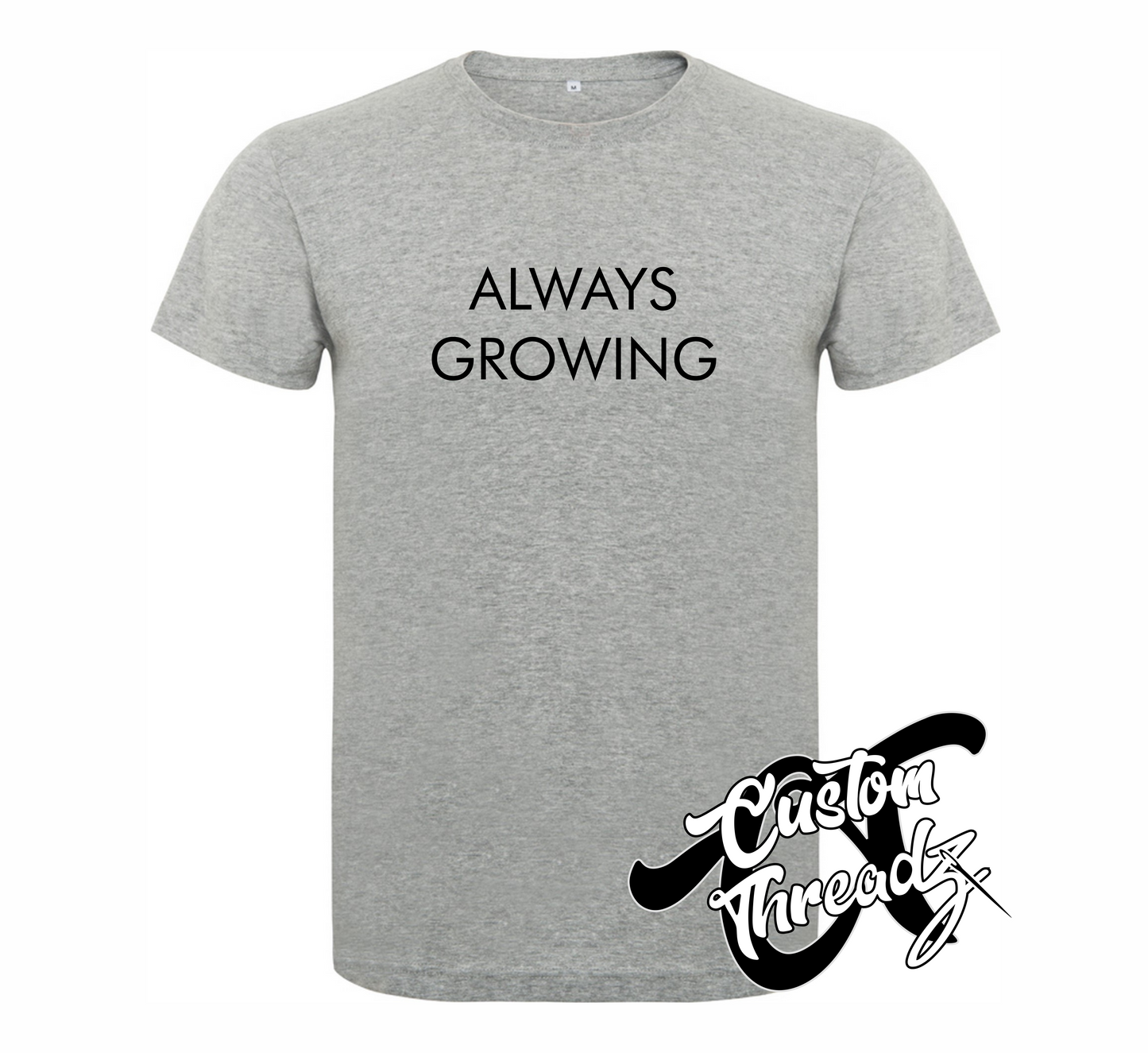 athletic heather grey tee with always growing the infamous collection DTG printed design