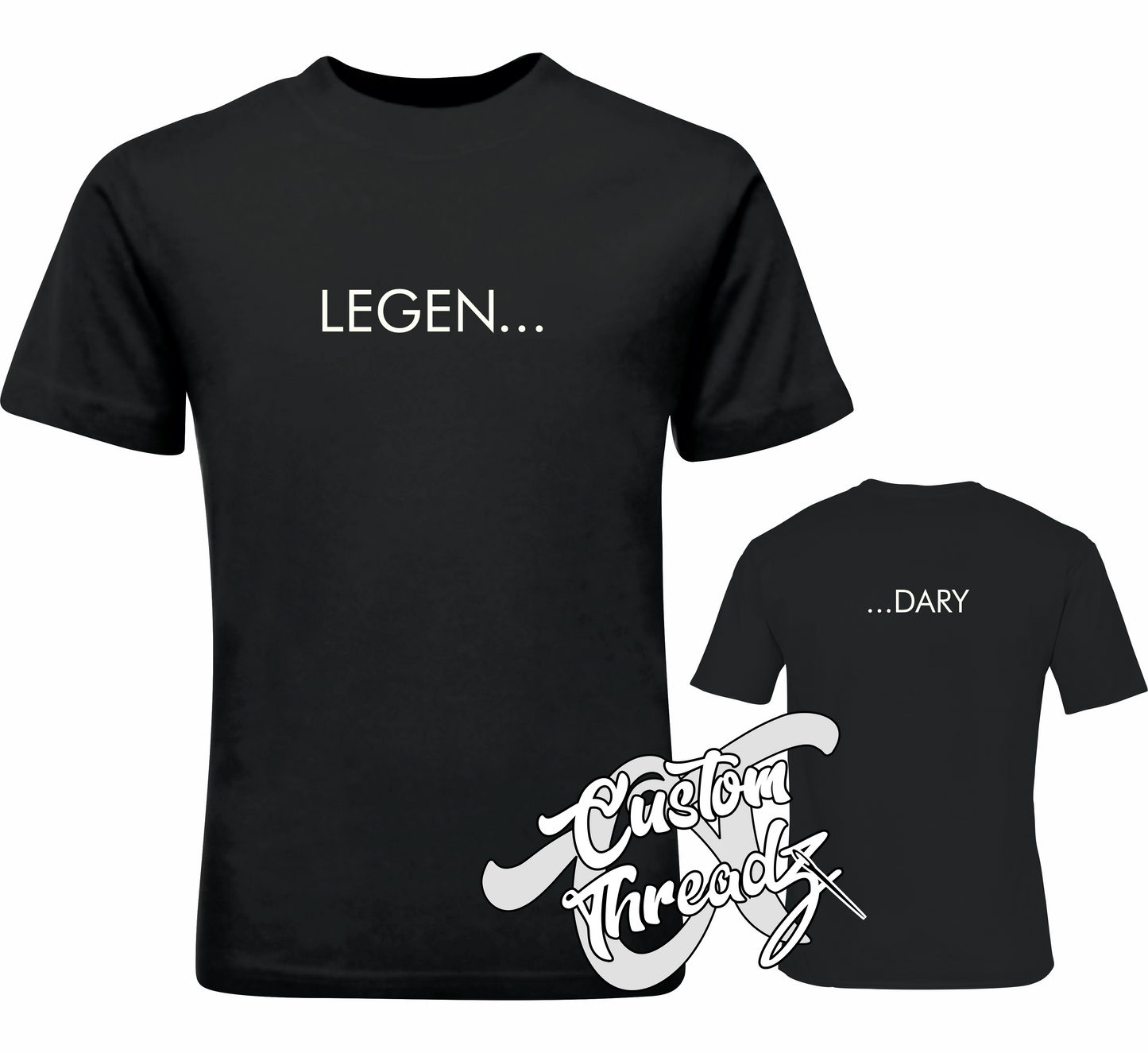 black tee with legen...dary legendary the infamous collection DTG printed design
