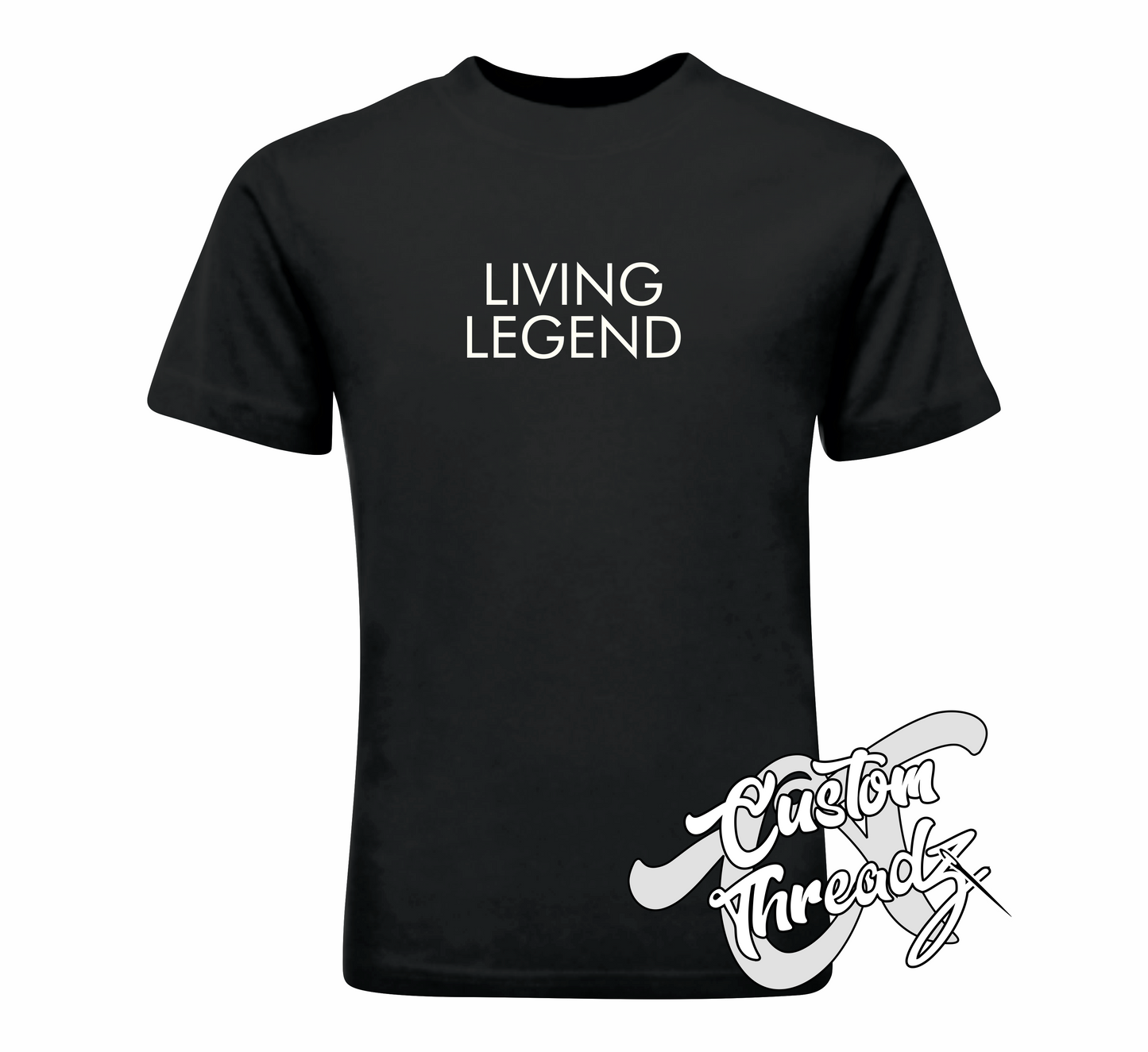 black tee with living legend the infamous collection DTG printed design