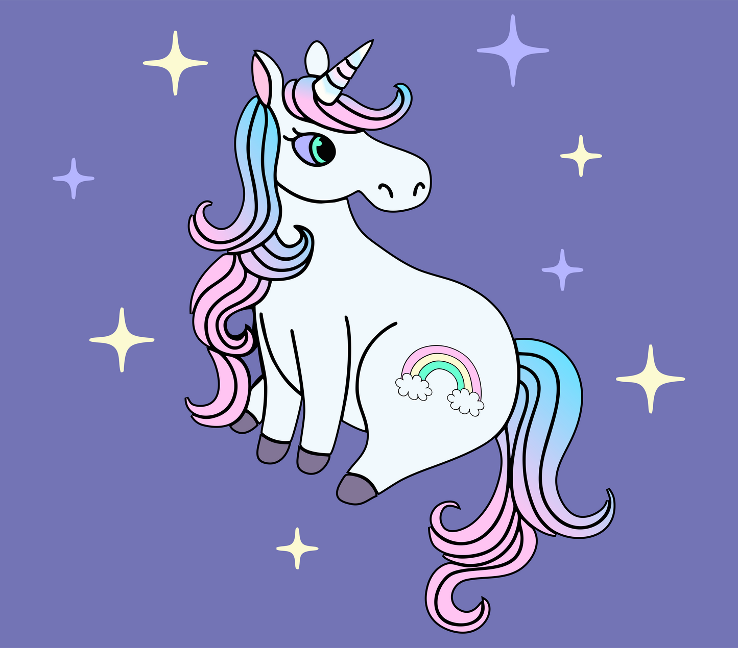 cute rainbow unicorn DTG design graphic