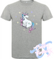 athletic heather grey tee with cute rainbow unicorn DTG printed design