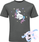 charcoal tee with cute rainbow unicorn DTG printed design