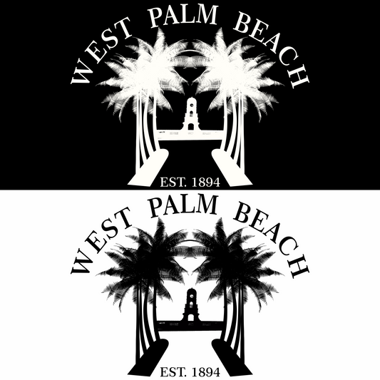 west palm beach DTG design graphic in black and white