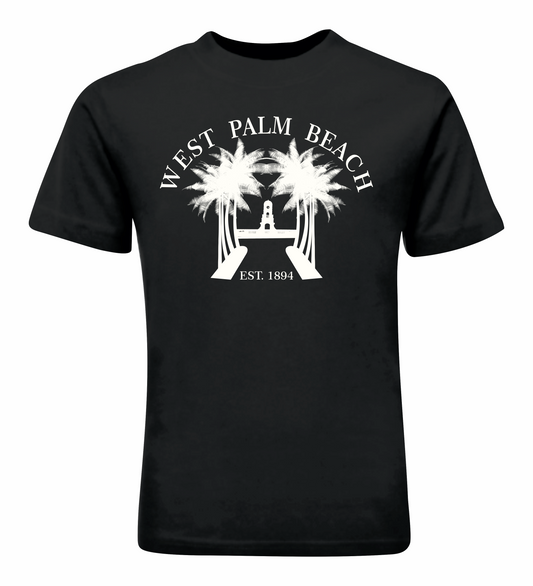 black t-shirt with west palm beach DTG printed design