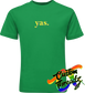 green tee with yas DTG printed design