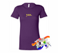 purple womens tee with yas DTG printed design