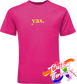 pink tee with yas DTG printed design
