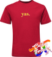 red tee with yas DTG printed design