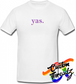 white tee with yas DTG printed design