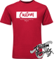 red tee with custom the custom lifestyle brand supreme style DTG printed design