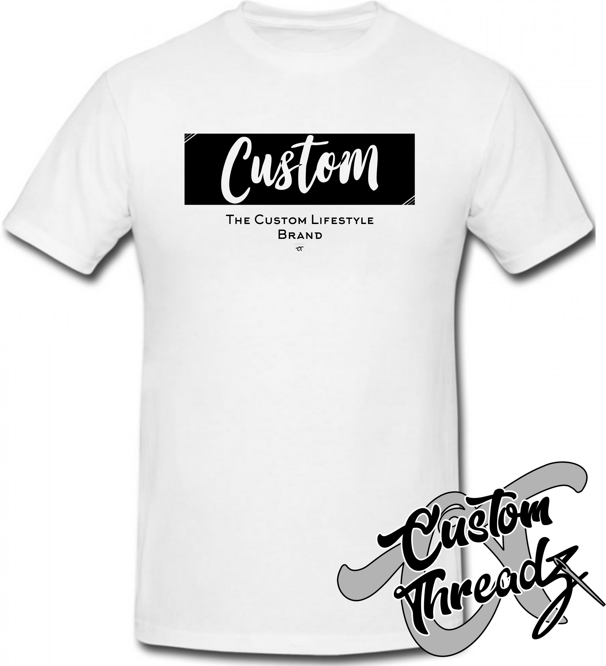 white tee with custom the custom lifestyle brand supreme style DTG printed design