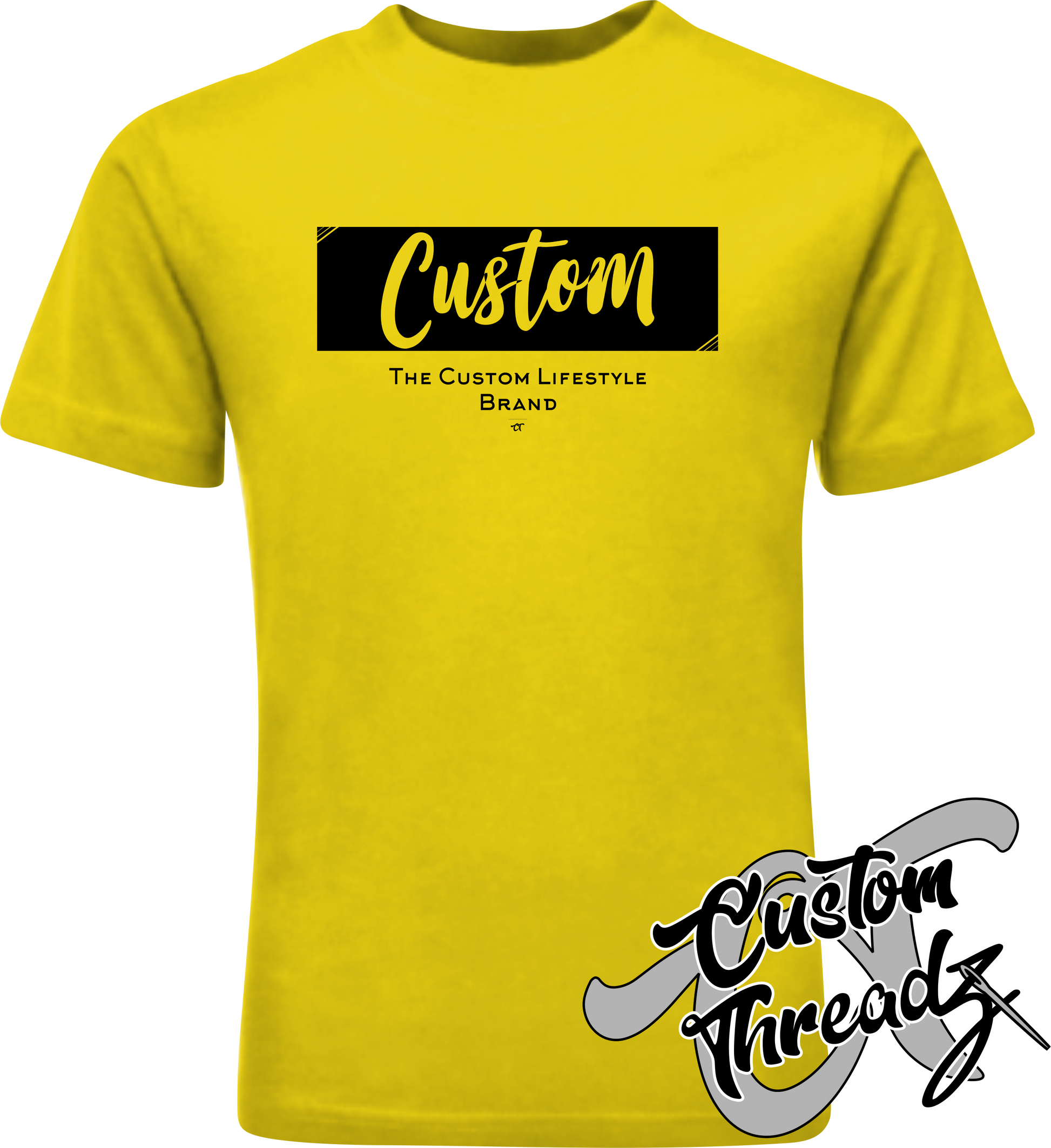 yellow tee with custom the custom lifestyle brand supreme style DTG printed design