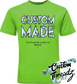green tee with custom made diamond DTG printed design