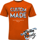 orange tee with custom made diamond DTG printed design