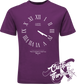 purple tee with roman analog clock set to 4 20 DTG printed design